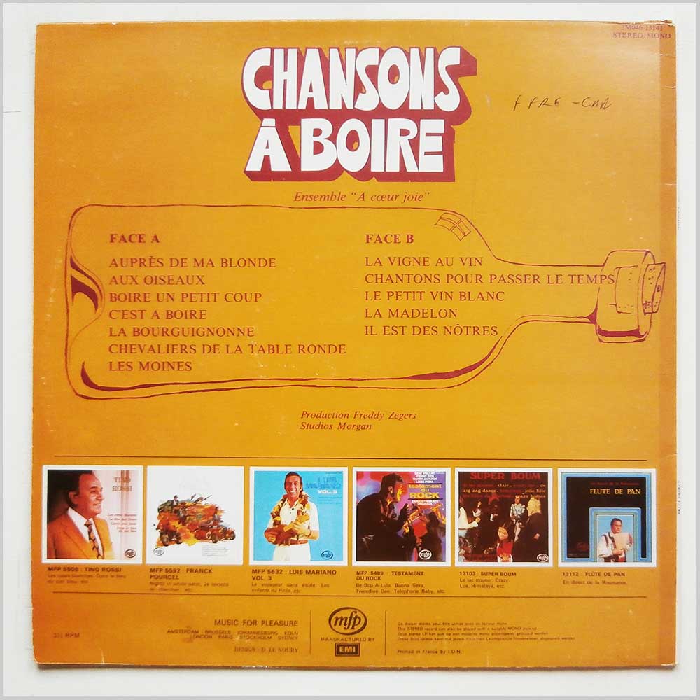 A Cœur Joie - Chansons A Boire  (2M046 13141) 