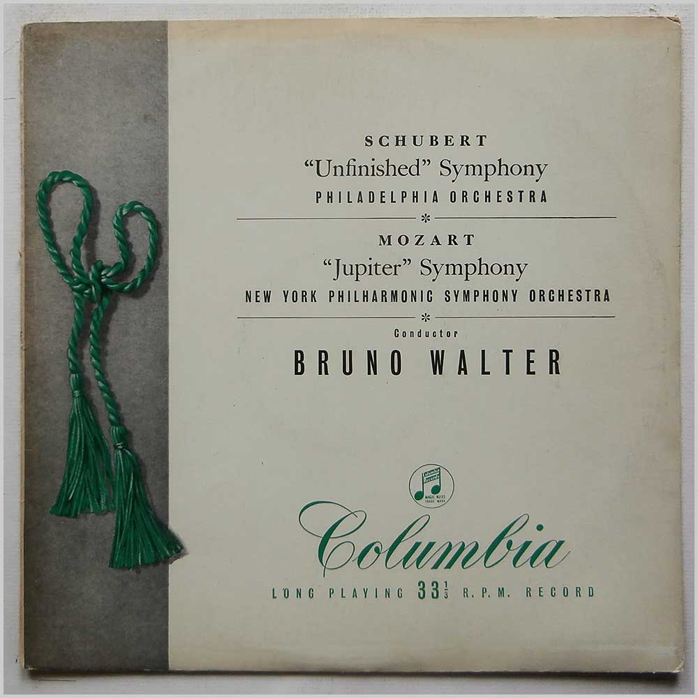 Bruno Walter, The New York Philharmonic Orchestra - Schubert: Symphony No. 8 Unfinished, Mozart: Symphony No. 41 Jupiter  (33CX 1082) 