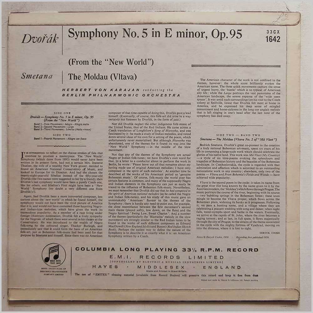 Herbert Von Karajan, Berlin Philharmonic Orchestra - Dvorak: New World Symphony  (33CX 1642) 
