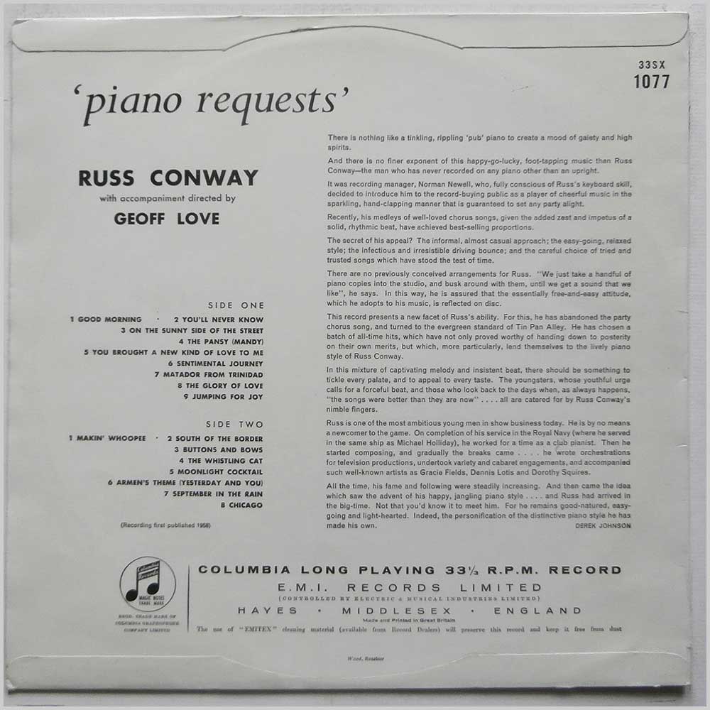 Russ Conway - Piano Requests  (33SX 1077) 