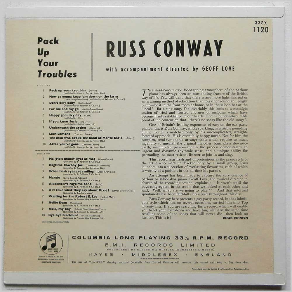 Russ Conway - Pack Up Your Troubles  (33SX 1120) 