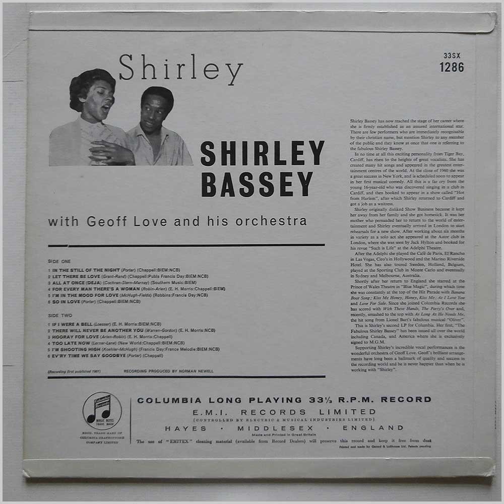 Shirley Bassey - Shirley  (33SX 1286) 