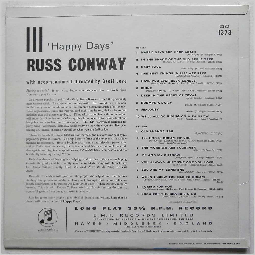 Russ Conway - Happy Days  (33SX 1373) 