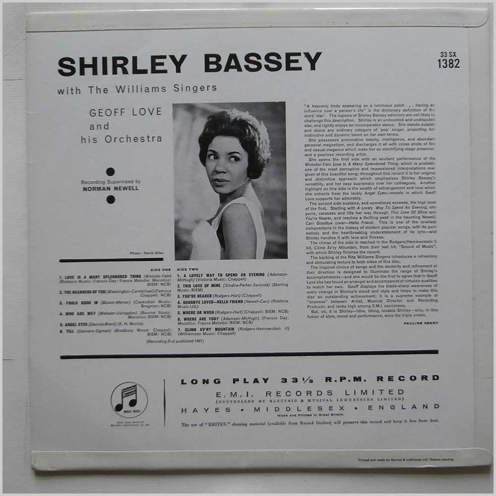 Shirley Bassey - Shirley Bassey  (33SX 1382) 