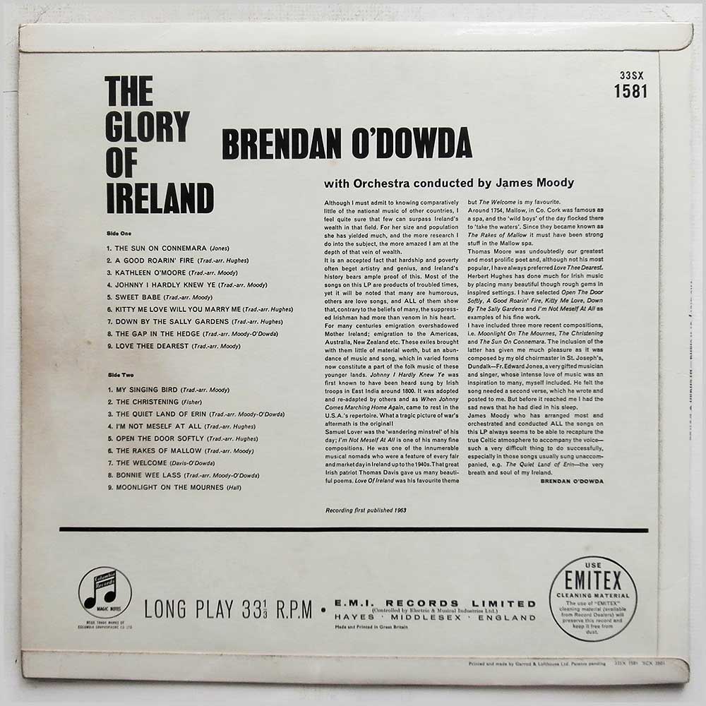 Brendan O'Dowda - The Glory Of Ireland  (33SX 1581) 