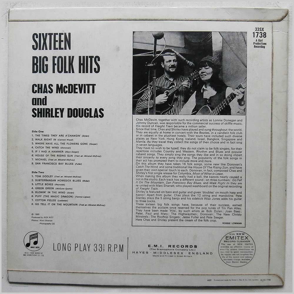 Chas McDevitt and Shirley Douglas - Sixteen Big Folk Hits  (33SX 1738) 