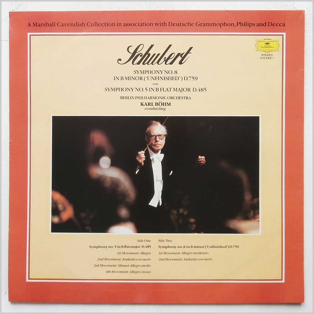Schubert, Berlin Philharmonic Orchestra, Karl Bohm - Schubert: Symphony No.8 in B Minor (Unfinished) D.759 and Symphony No.5 in B Flat Major D.485  (410 482-1) 