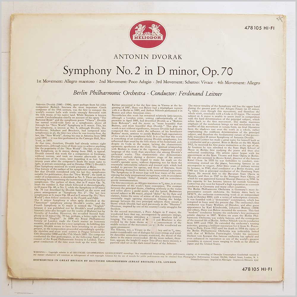 Ferdinand Leitner, Berlin Philharmonic Orchestra - Antonin Dvorak: Symphony No. 2  (478 105) 