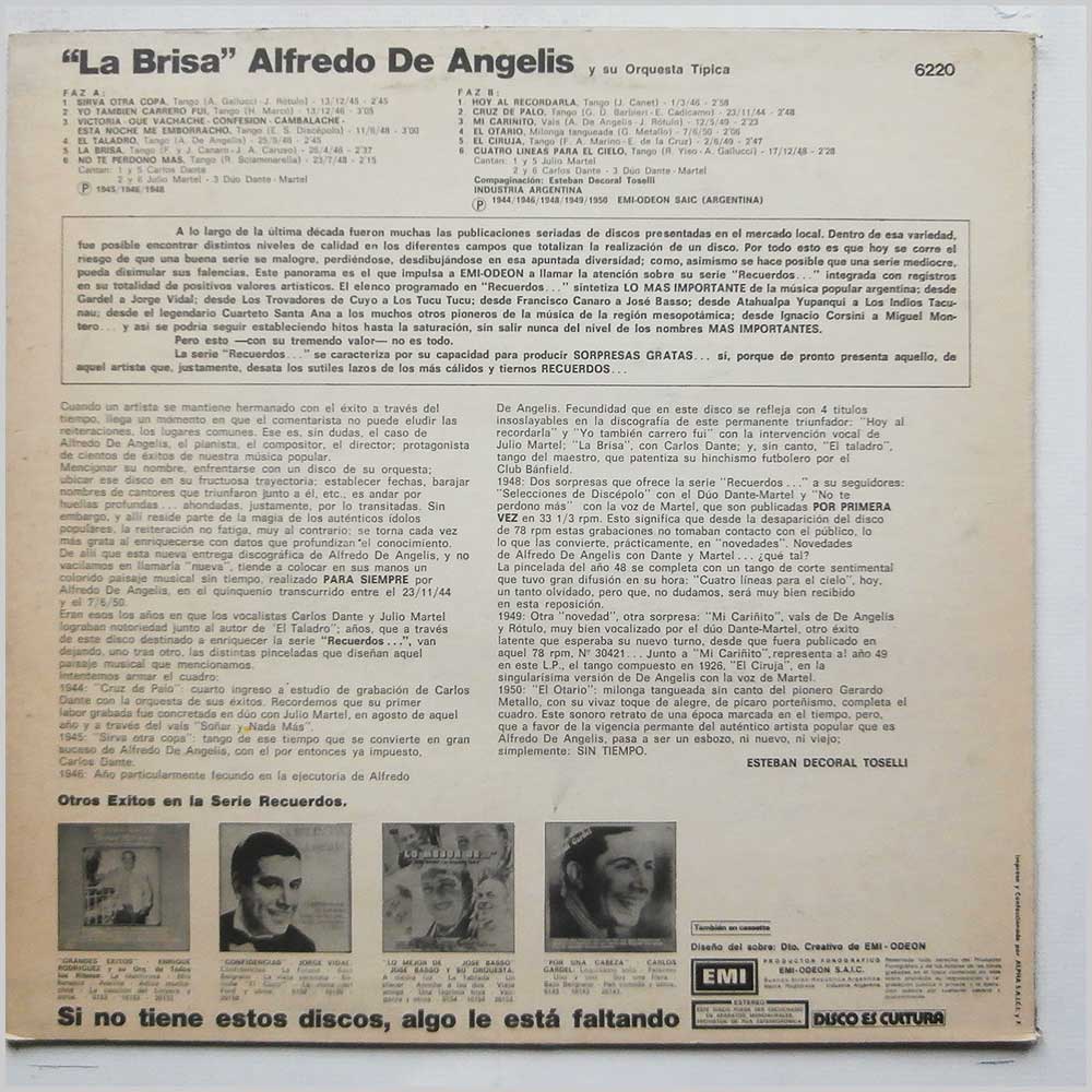 Alfredo De Angelis Y Su Orquesta Tipica - La Brisa  (6220) 