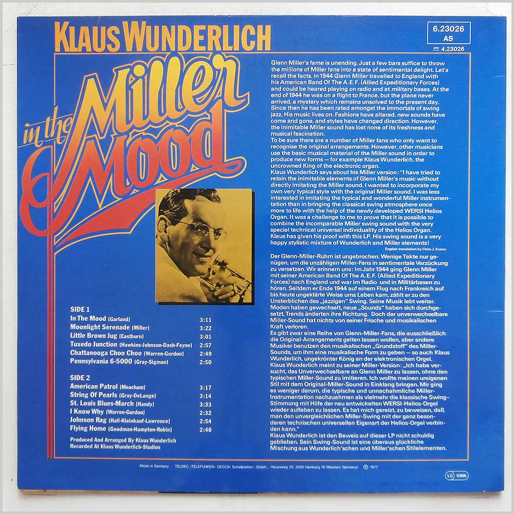 Klaus Wunderlich - In The Miller Mood: Klaus Wunderlich Spielt Glenn Miller  (6.23026 AS) 