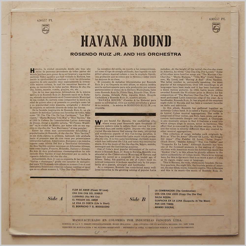 Rosendo Ruiz Jr and His Orchestra - Havana Bound  (630557 PL) 