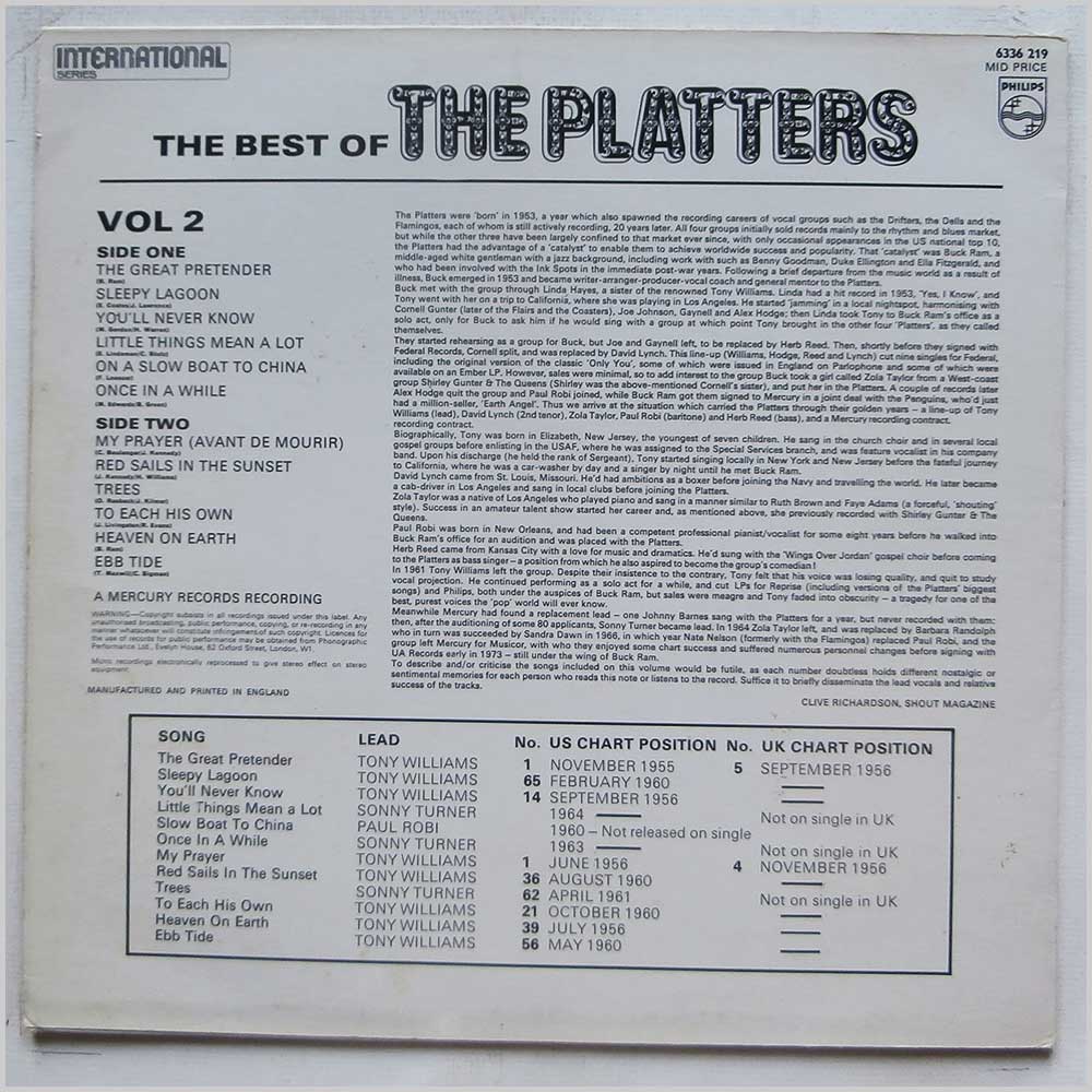The Platters - The Best Of The Platters Volume 2  (6336 219) 