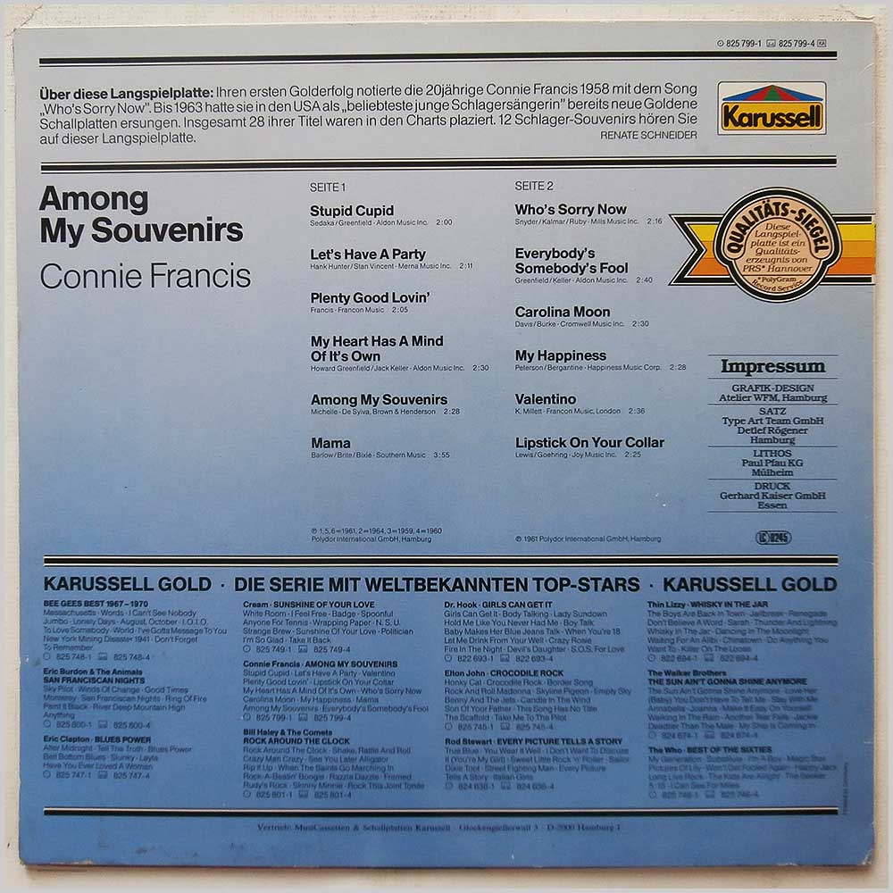 Connie Francis - Among My Souvenirs  (825 799-4) 