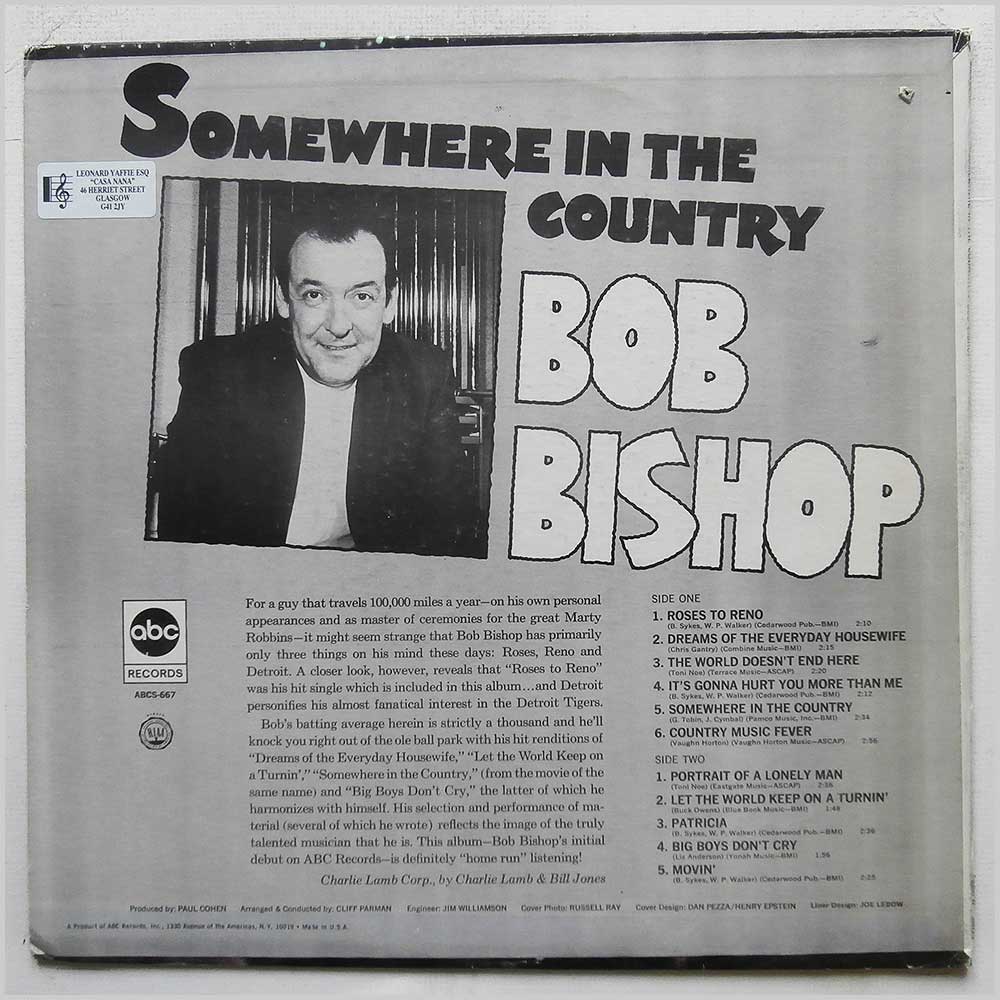 Bob Bishop - Somewhere In The Country  (ABCS-667) 