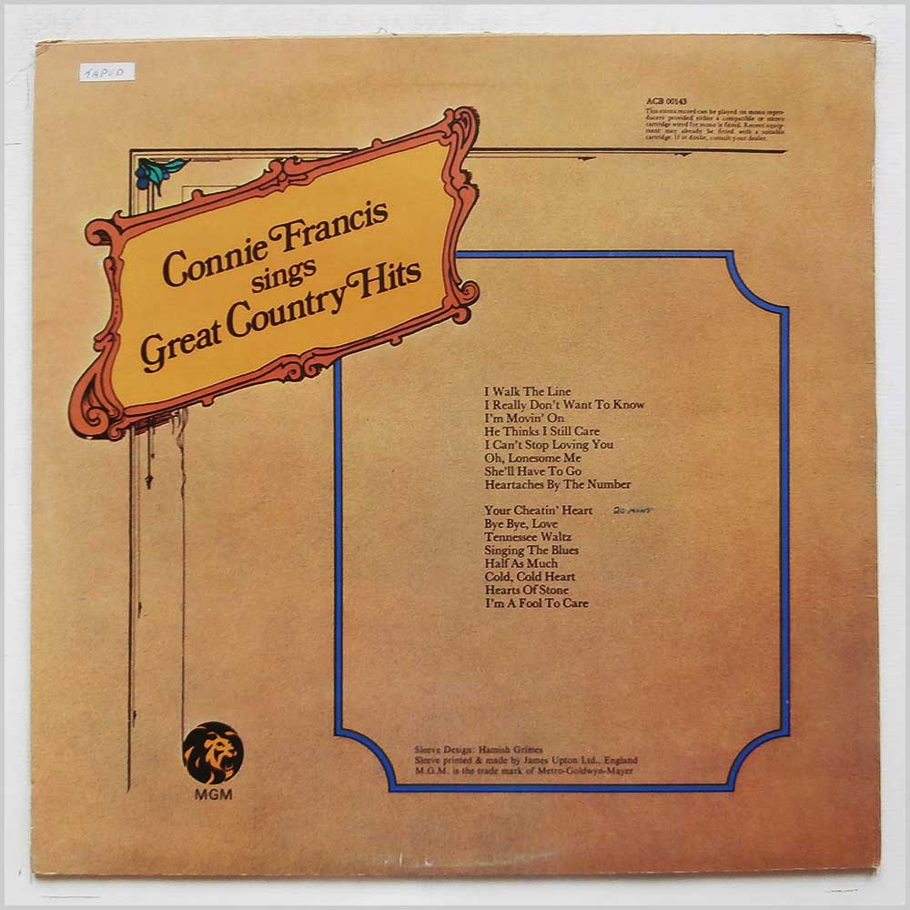Connie Francis - Connie Francis Sings Great Country Hits  (ACB 00143) 