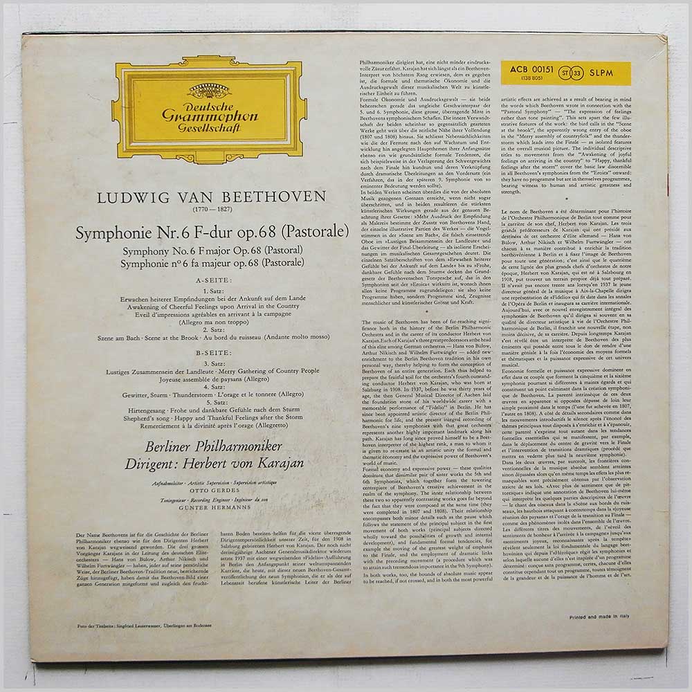 Herbert Von Karajan, Berlin Philharmoniker - Beethoven Pastorale  (ACB 00151) 