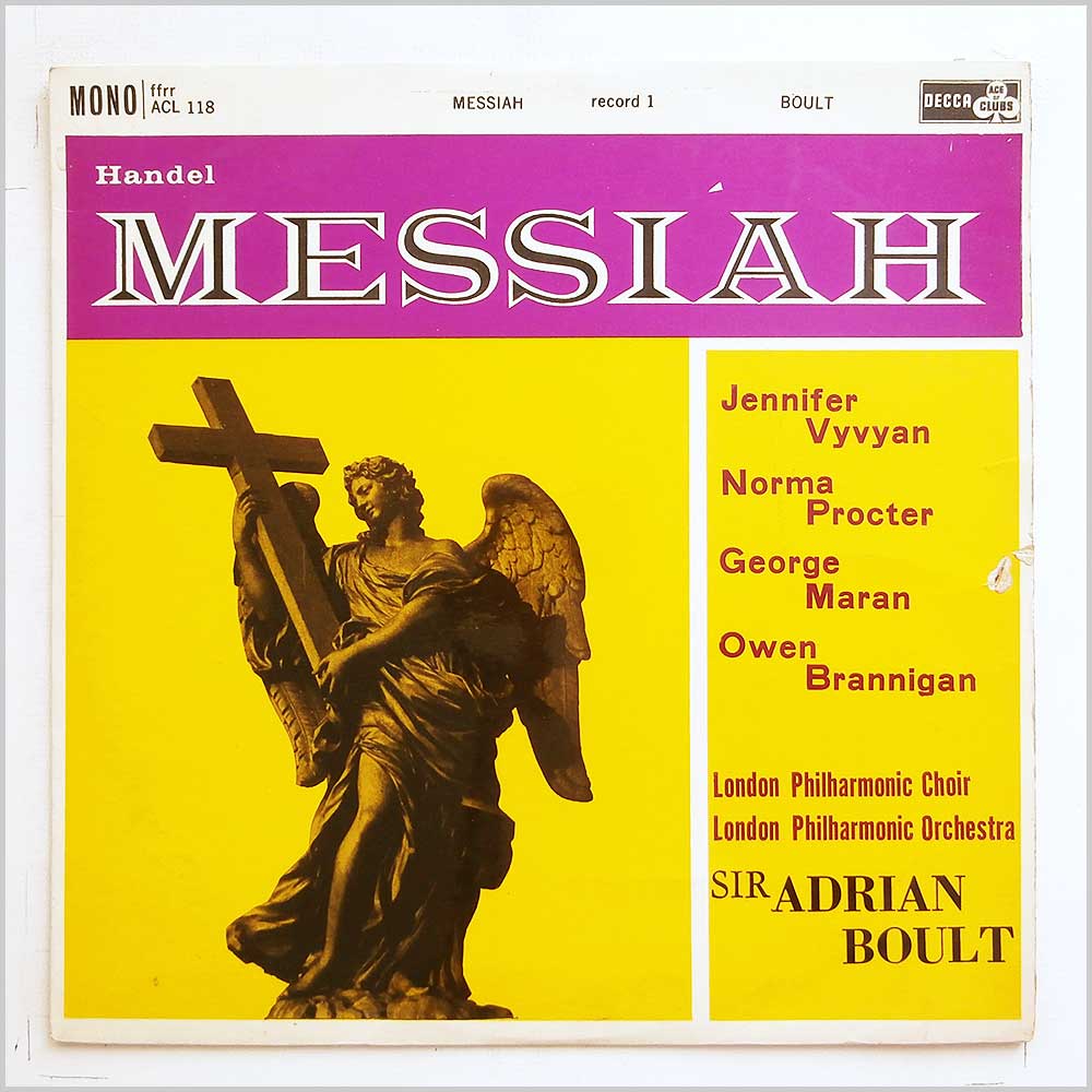 Sir Adrian Boult, London Philharmonic Choir, London Philharmonic Orchestra - Handel: Messiah [Record 1]  (ACL 118) 