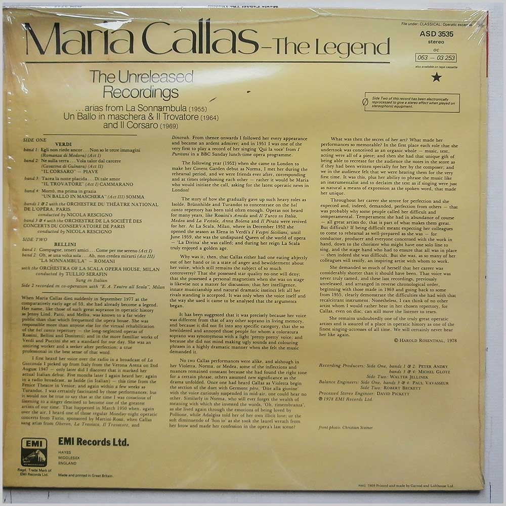 Maria Callas - Maria Callas: The Legend, The Unreleased Recordings  (AD 3535) 