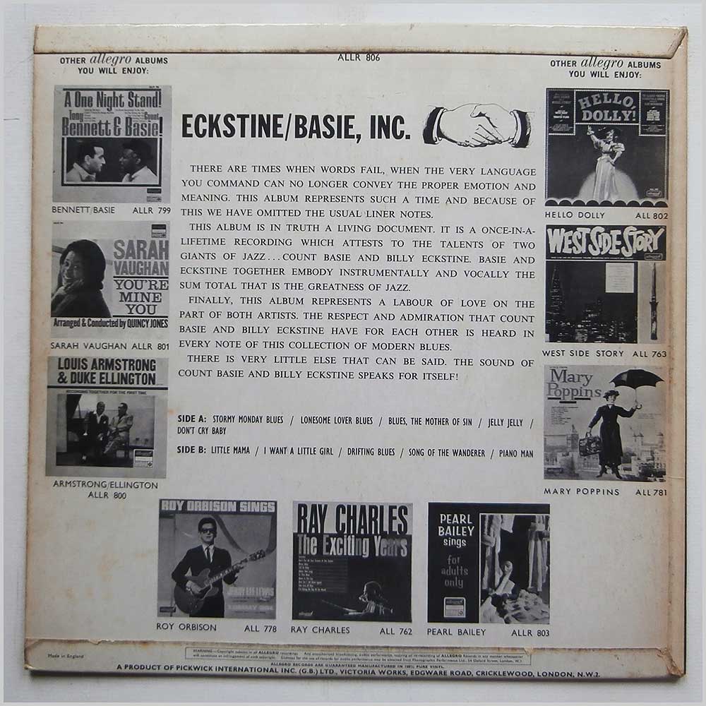 Count Basie and Billy Eckstine - Eckstine/Basie Incorporated  (ALLR 806) 