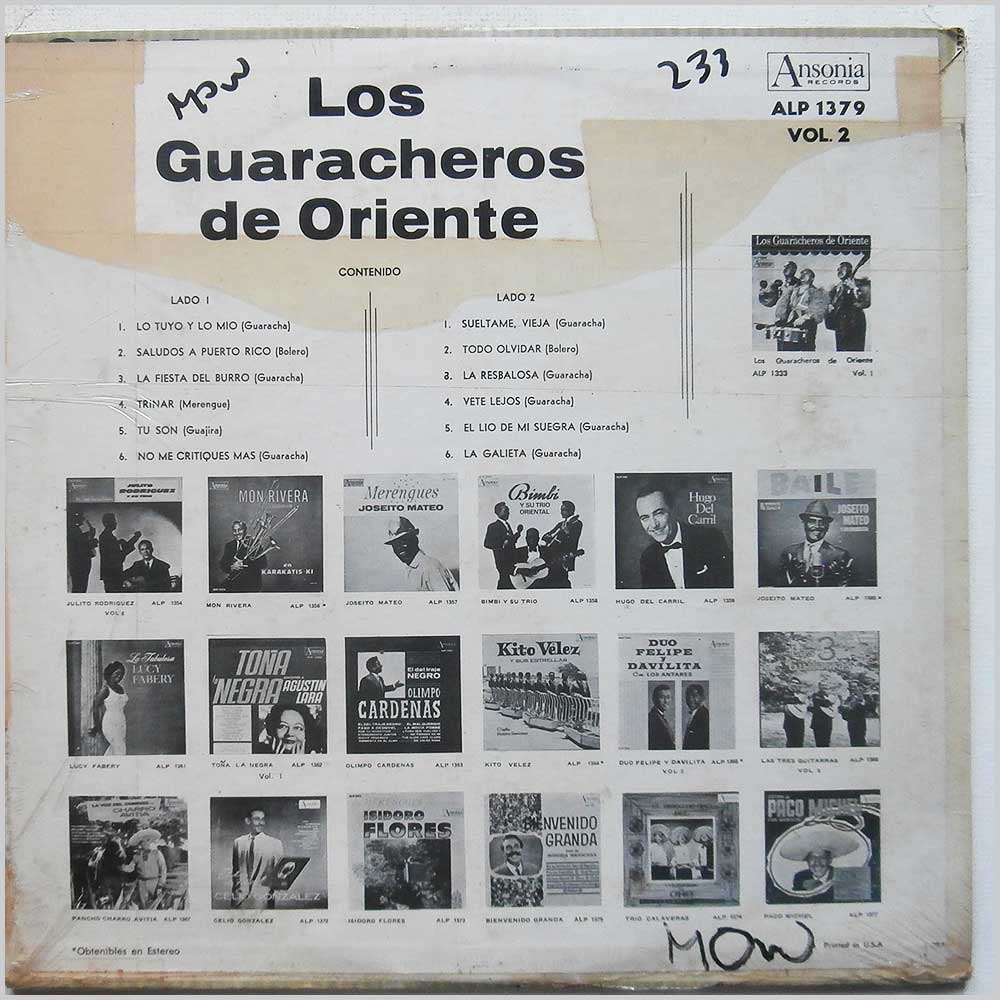 Los Guaracheros De Oriente - Los Guaracheros De Oriente Vol. 2  (ALP 1379) 