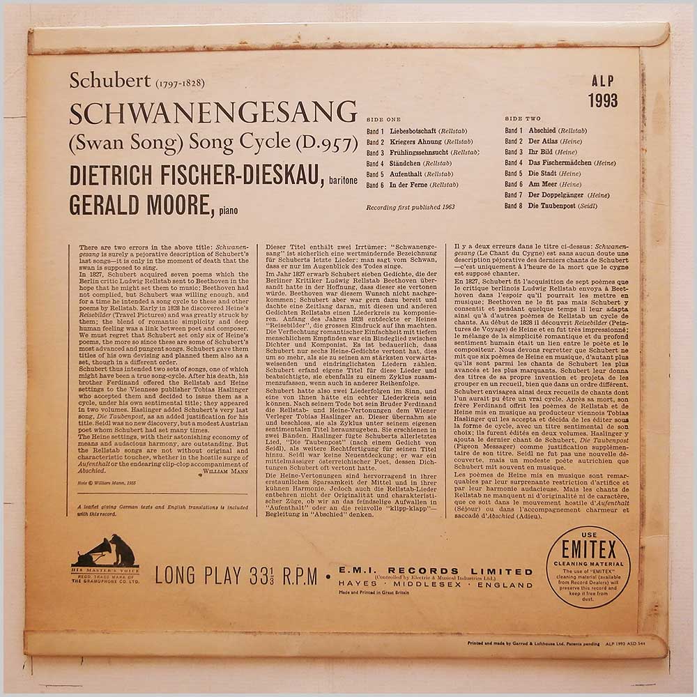 Dietrich Fischer-Dieskau, Gerald Moore - Schubert: Schanengesang  (ALP 1993) 
