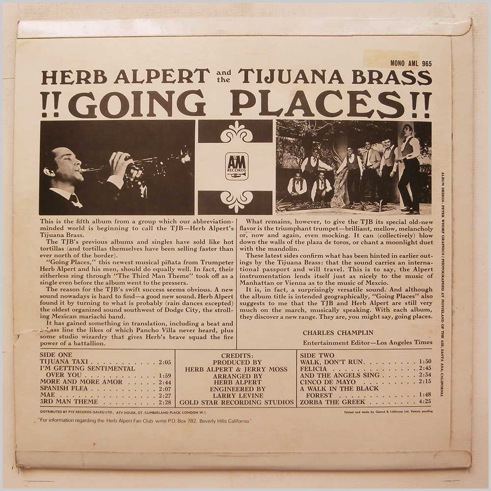 Herb Alpert and The Tijuana Brass - Going Places  (AML 965) 