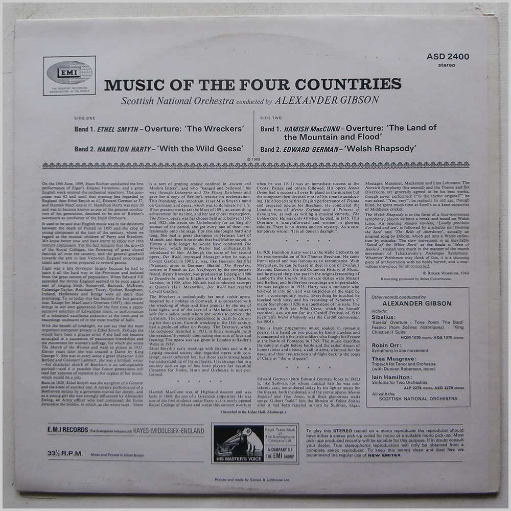 Alexander Gibson, Scottish National Orchestra - Music Of The Four Countries  (ASD 2400) 