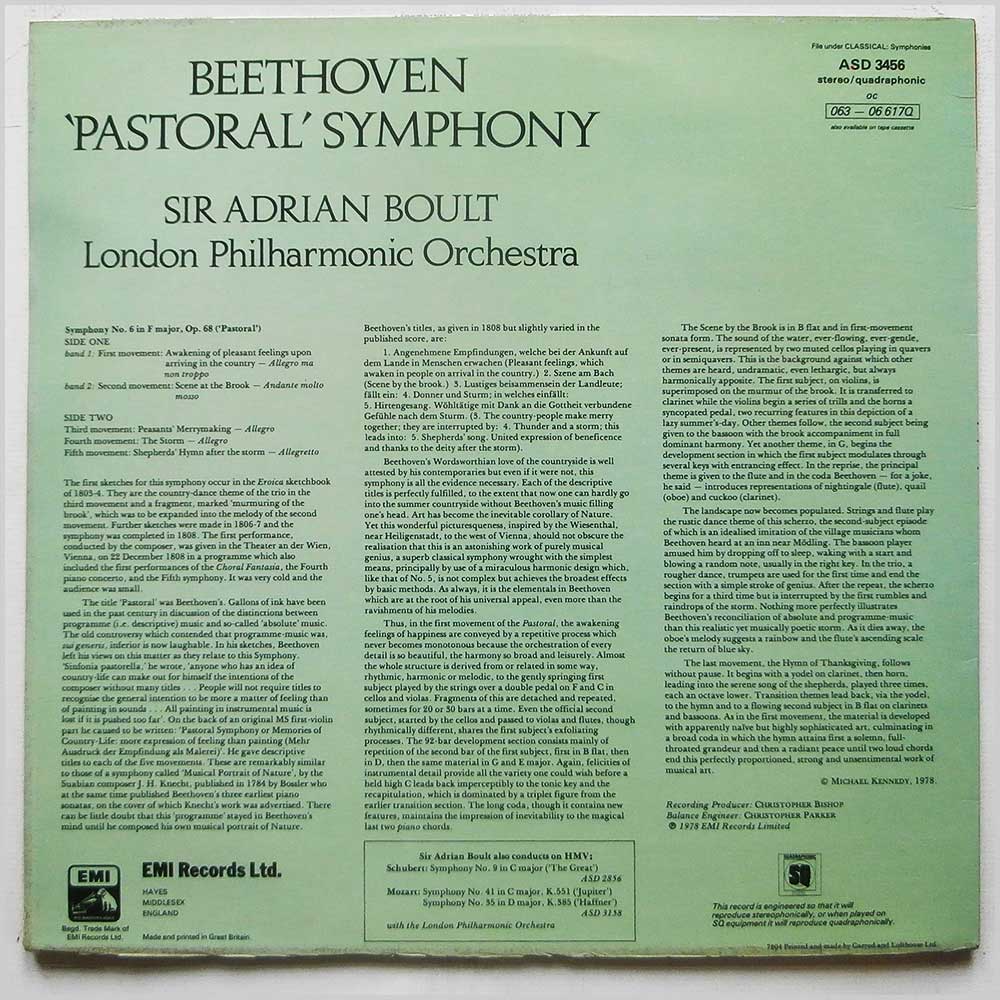 Sir Adrian Boult, London Philharmonic Orchestra - Beethoven: Pastoral Symphony  (ASD 3456) 