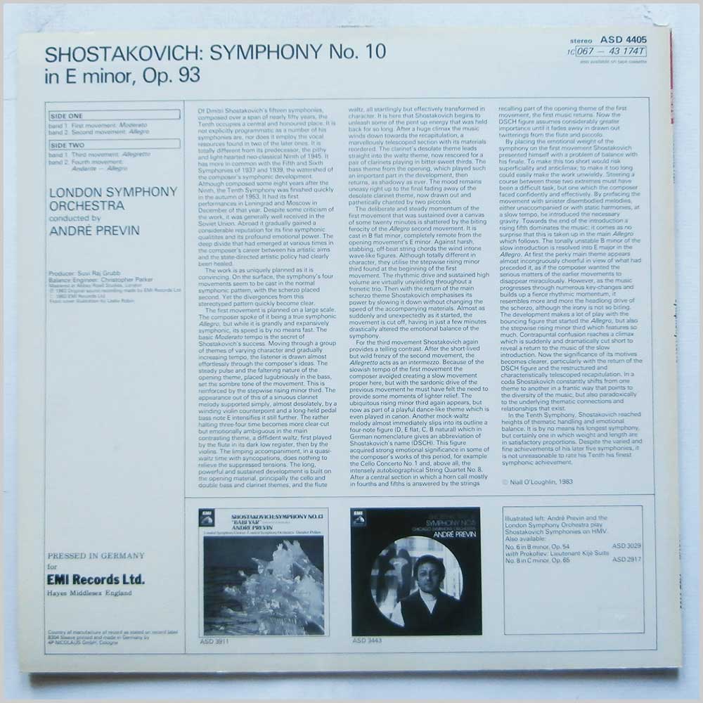 Andre Previn, London Symphony Orchestra - Shostakovich: Symphony No. 10  (ASD 4405) 