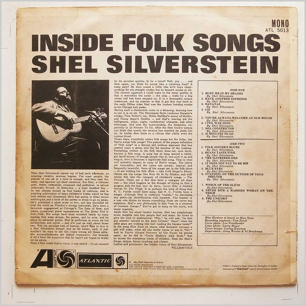 Shel Silverstein - Inside Folk Songs  (ATL 5013) 