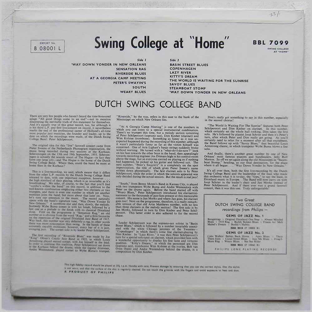 The Dutch Swing College Band - Swing College At Home  (B 08001 L) 