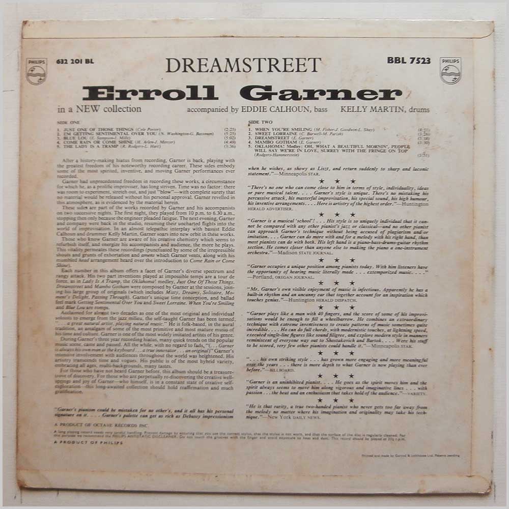 Erroll Garner - Dreamstreet  (BBL 7523) 