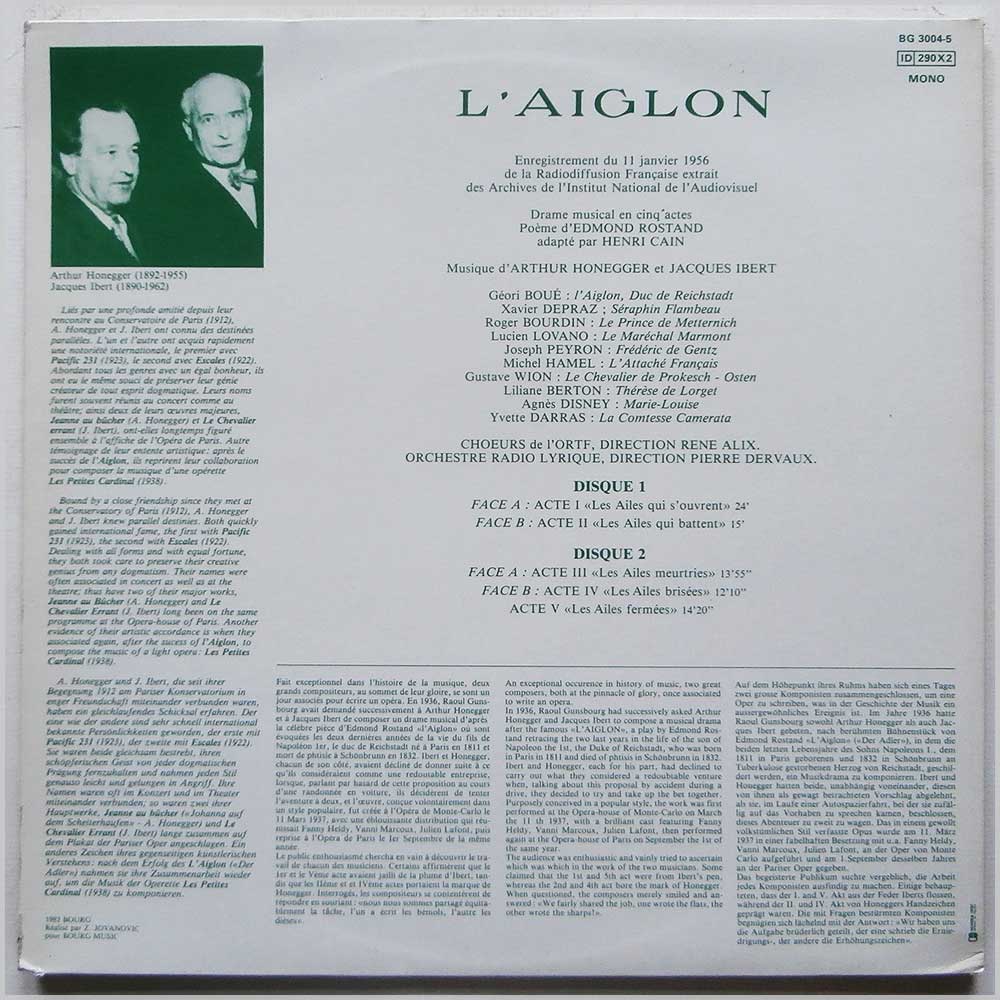 Arthur Honegger, Jacques Ibert - Edmond Rostand: L'Aiglon  (BG 3004-5) 