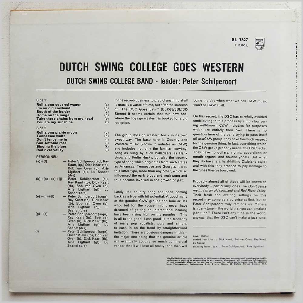 The Dutch Swing College Band - Dutch Swing College Goes Western  (BL 7627) 