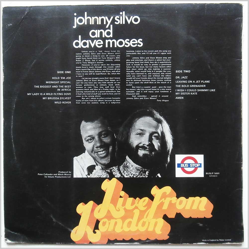 Johnny Silvo and Dave Moses - Live From London  (BUS LP 5001) 