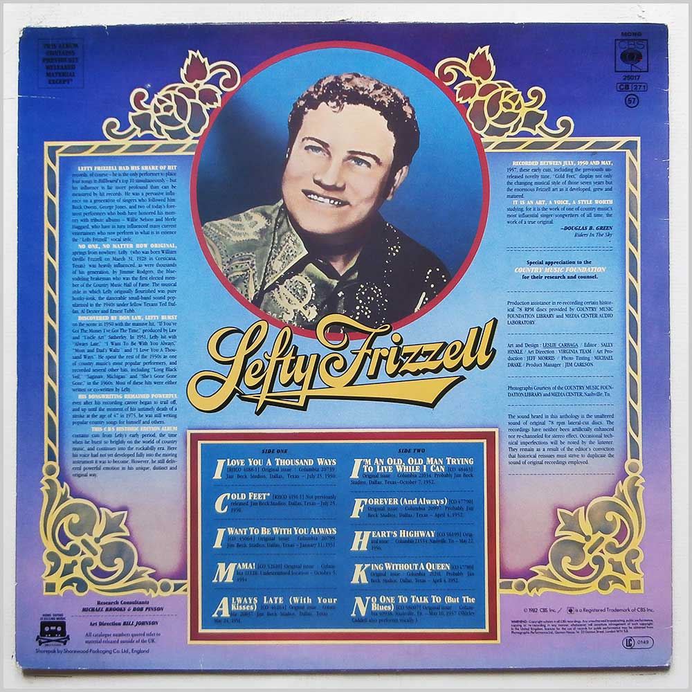 Lefty Frizzell - Lefty Frizzell  (CBS 25017) 
