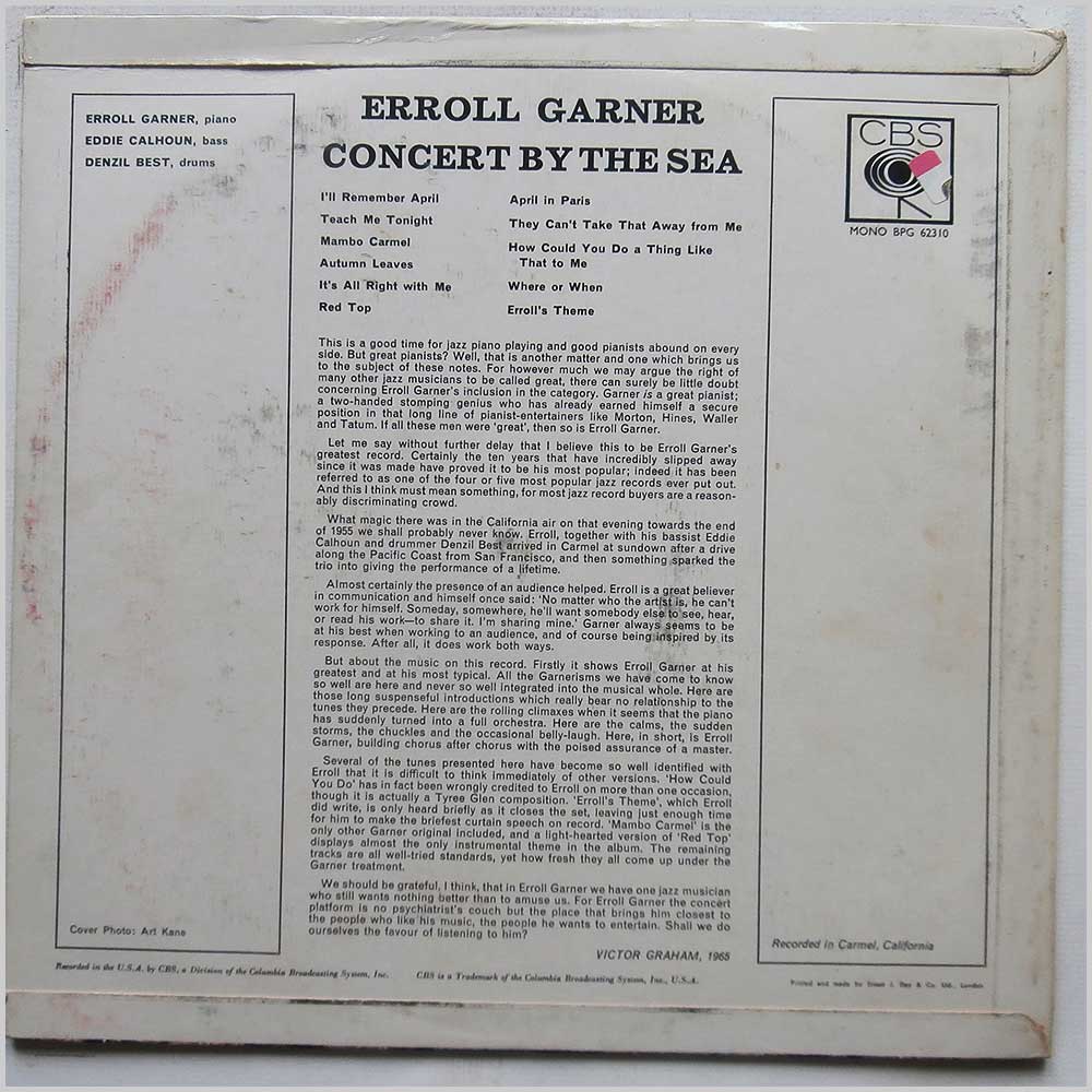 Erroll Garner - Concert By The Sea  (CBS 62310) 