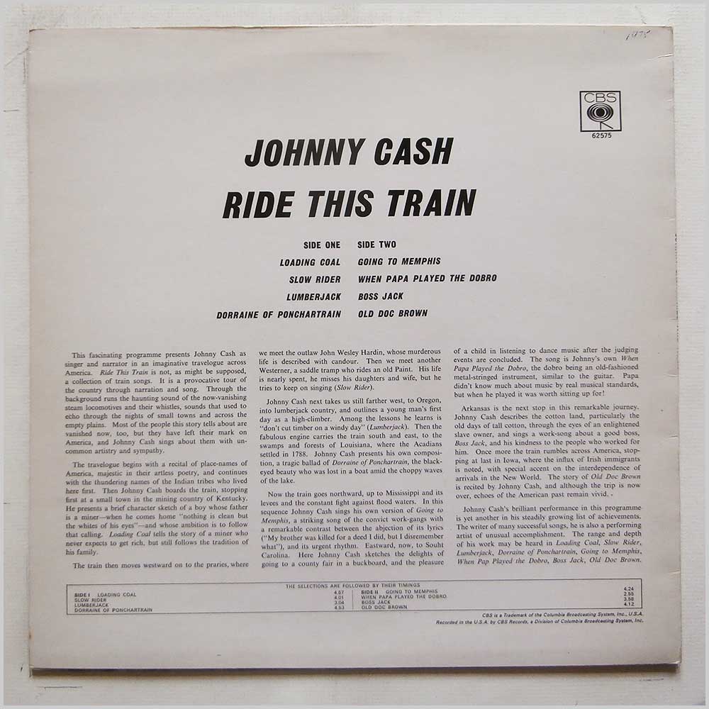 Johnny Cash - Ride This Train  (CBS 62575) 
