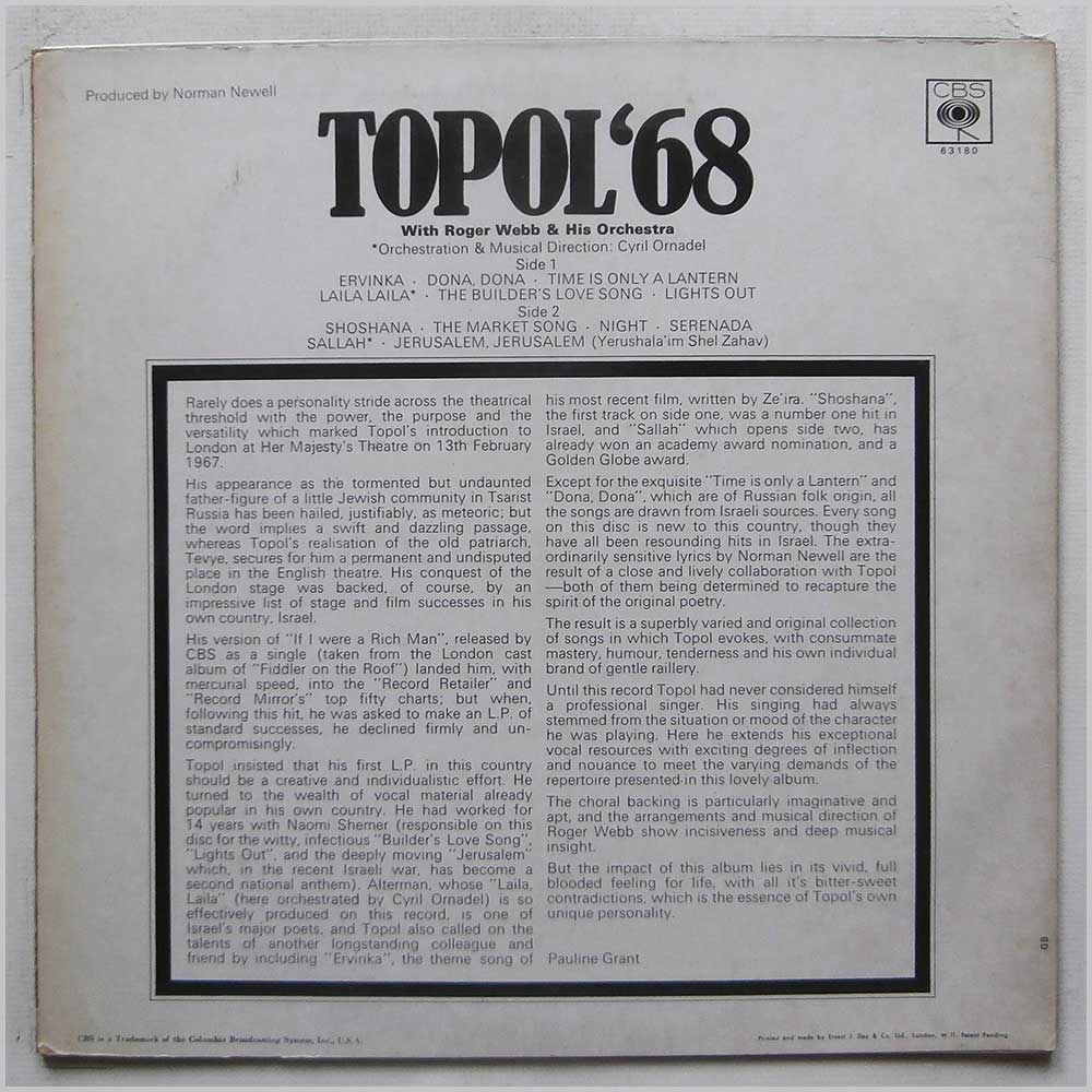 Topol - Topol '68  (CBS 63180) 