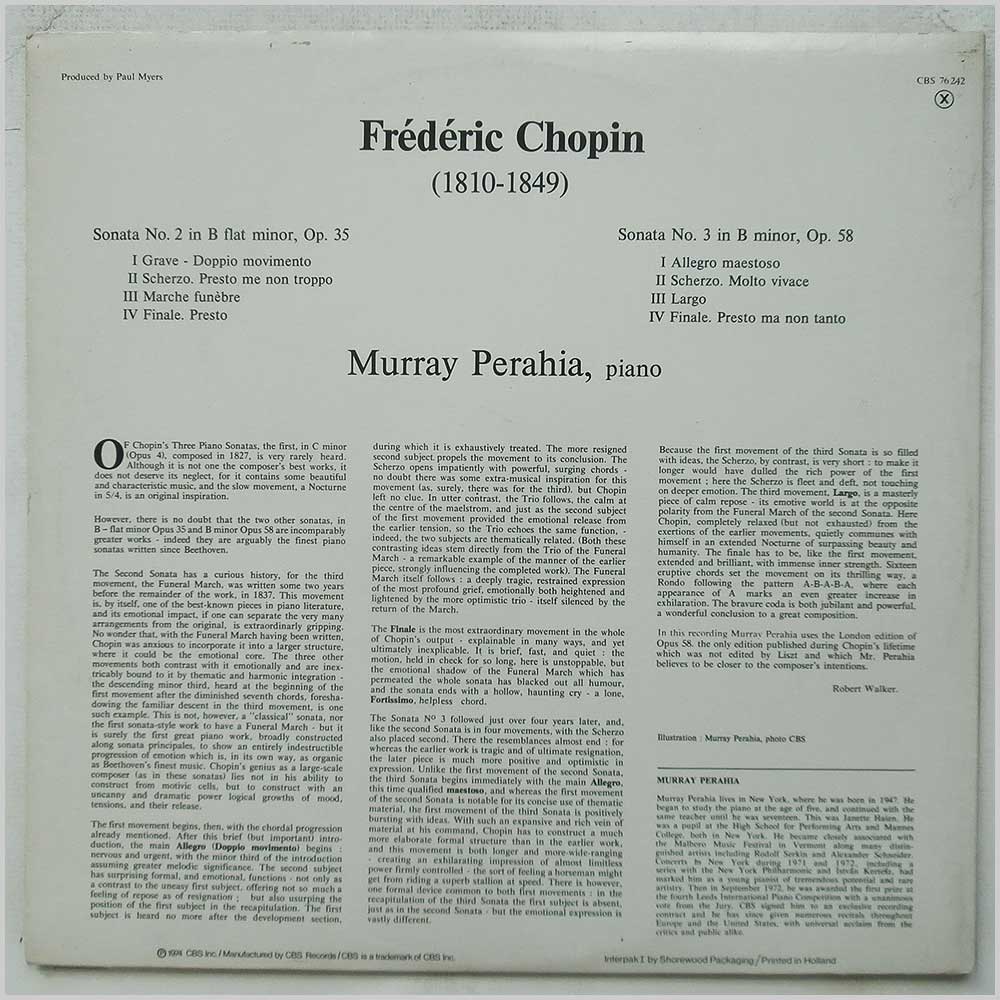Murray Perahia - Chopin: Sonates No 2 and 3  (CBS 76242) 