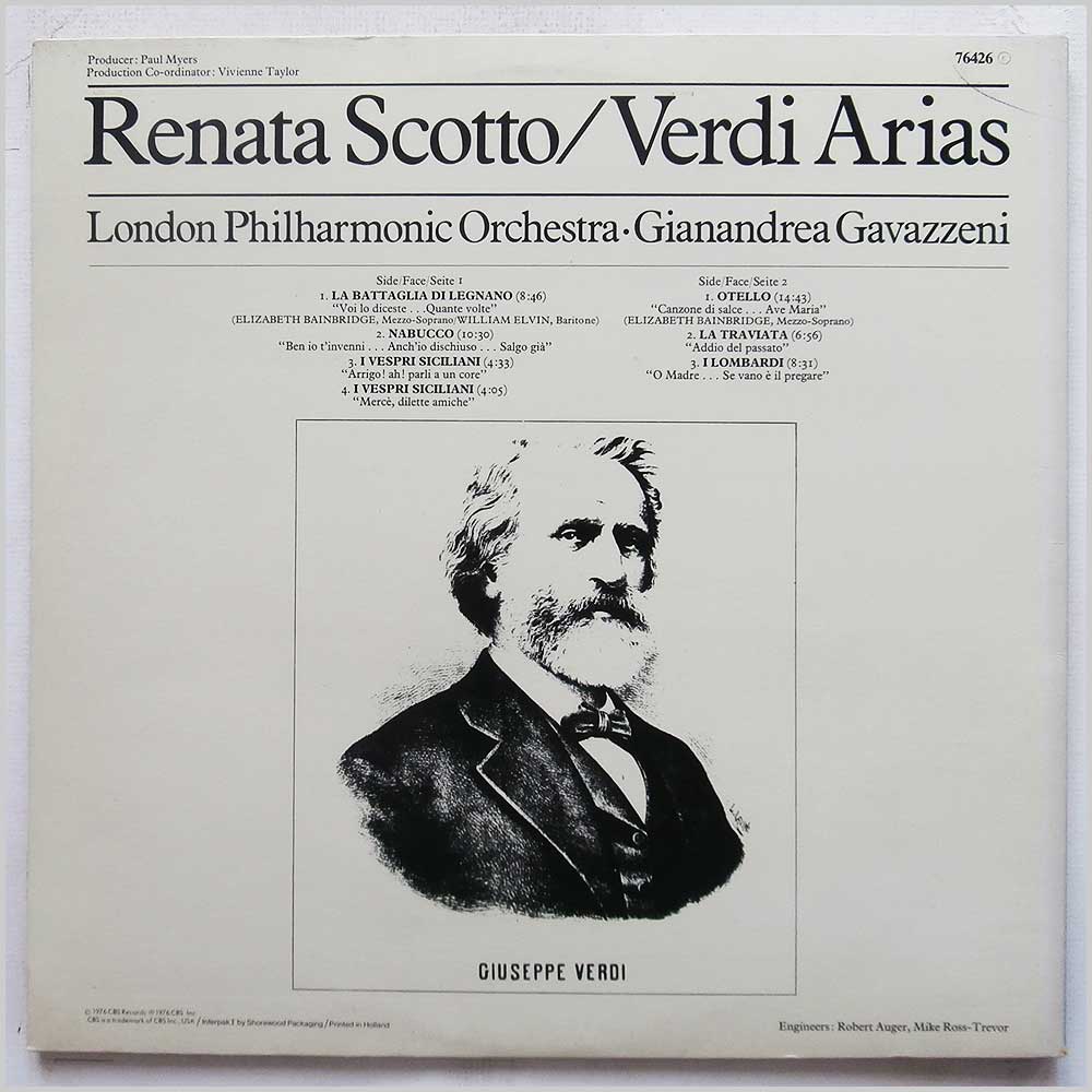 Renata Scotto - Renata Scotto Sings Verdi  (CBS 76426) 