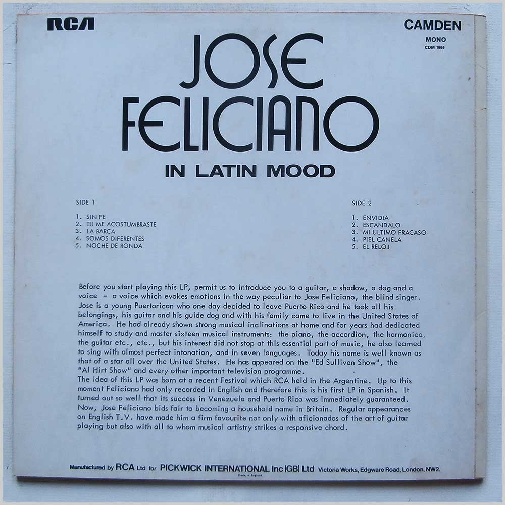 Jose Feliciano - In Latin Mood  (CDM 1066) 