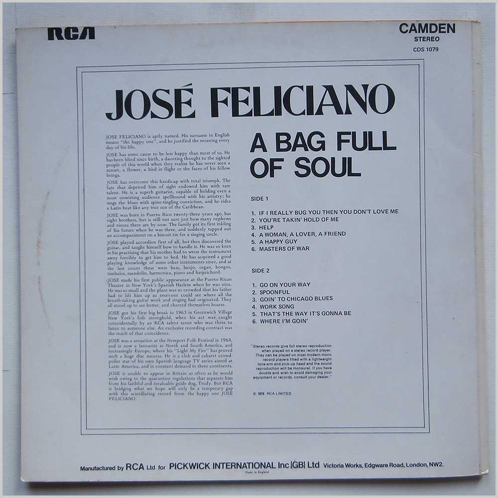Jose Feliciano - A Bag Full Of Soul  (CDS 1079) 