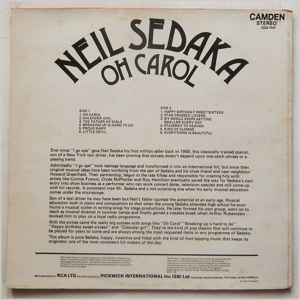 Neil Sedaka - Oh Carol  (CDS 1147) 