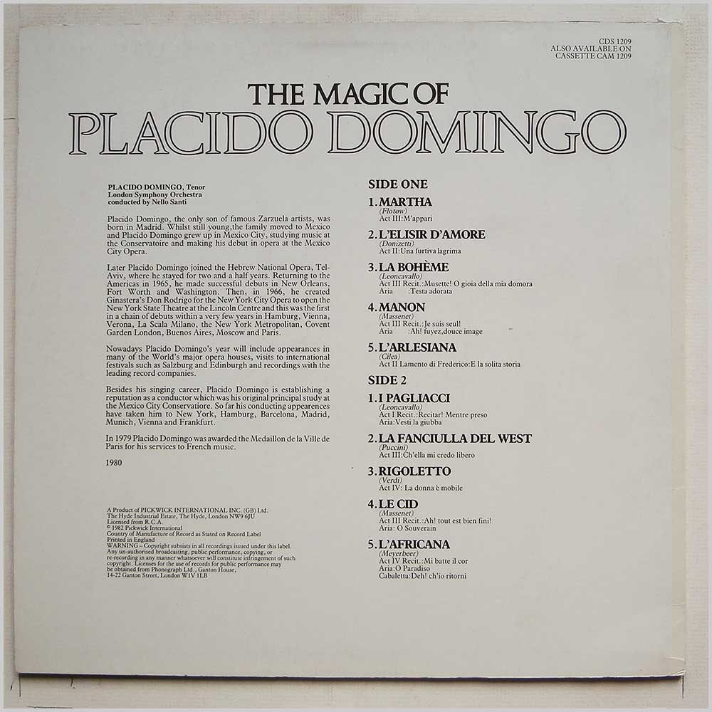 Placido Domingo - The Magic Of Placido Domingo  (CDS 1209) 