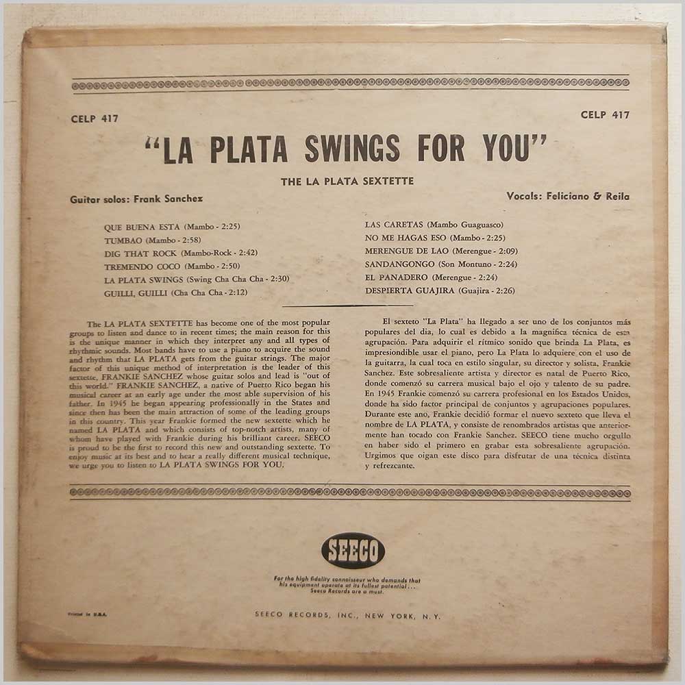 The La Plata Sextette - The La Plata Sextette Swings For You  (CELP 417) 