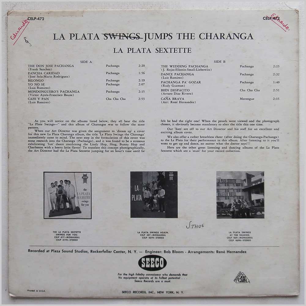 La Plata Sextette - La Plata Swings Jumps The Charanga  (CELP-472) 