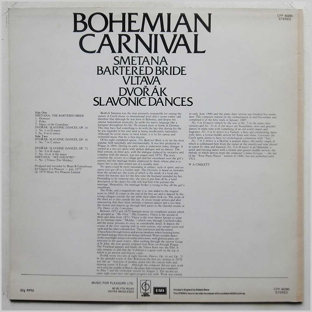 James Loughran, Halle Orchestra - Bohemian Carnival: Smetana: Bartered Bride, Vltava, Dvorak: Slavonic Dances  (CFP 40290) 