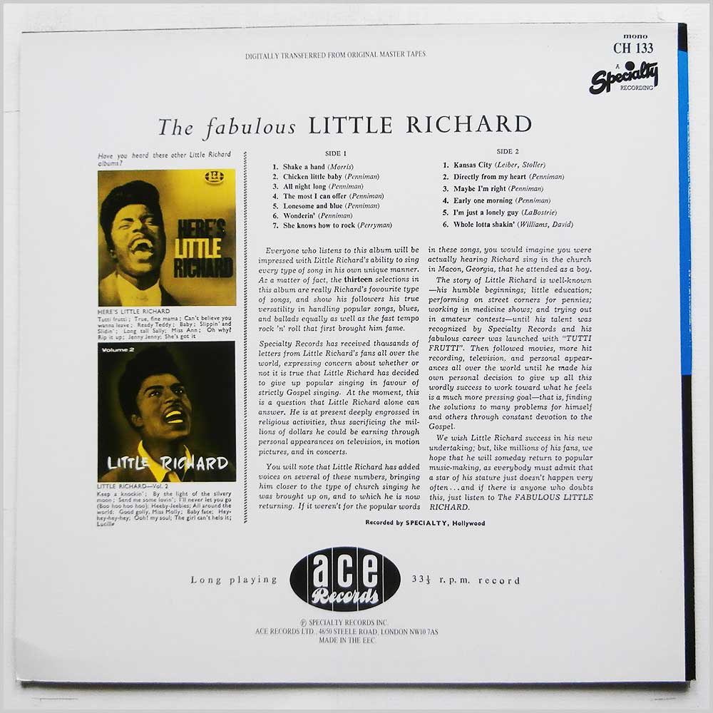 Little Richard - The Fabulous Little Richard  (CH 133) 