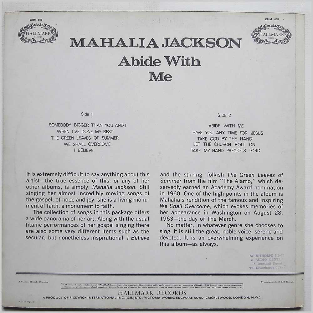 Mahalia Jackson - Abide With Me  (CHM 688) 